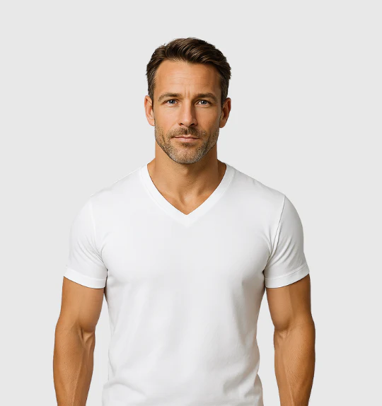 Miniature de T-Shirt Col V - Blanc