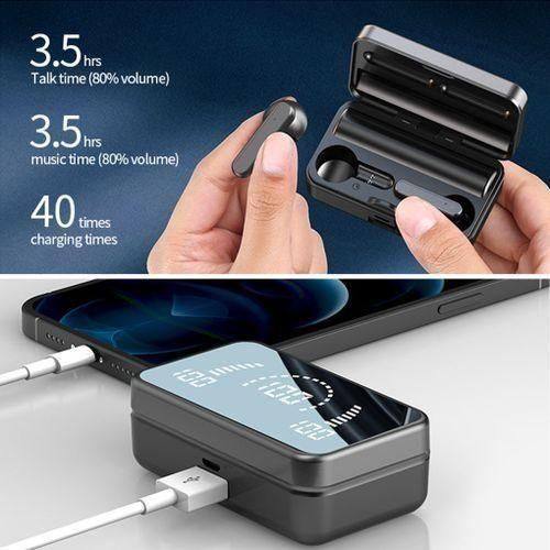 Miniature de Ecouteurs Bluetooth - Power Bank 2200 Mah - Noir