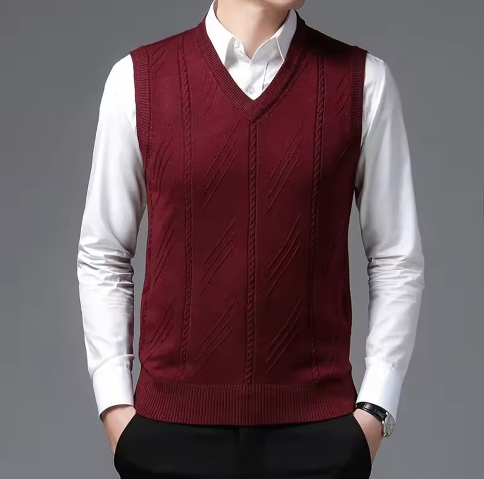 Miniature de Pull over col V homme_rouge