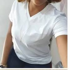 T-Shirt Col V - Blanc